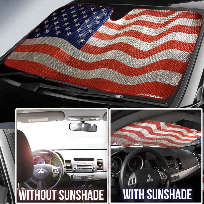 BIGANT Big Ant Car Sun Shade, Windshield Sun Shade American Flag Sunshades Keep Vehicle Cool Best UV Ray Visor Protector Prevent Your Car from Sun Heat & Glare(Size: 63"X 28.5") - Image 4